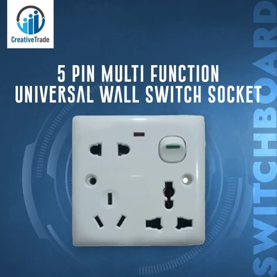 5 Pin Multi Function Universal Wall Switch Socket - Universal Socket
