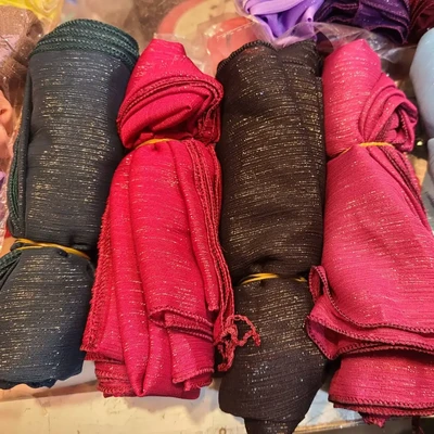 সুতি জরি হিজাব ওড়না 70 ইঞ্চি Premium Chiffon Garget Hijab For Woman Orna, Scarf 1 pcs